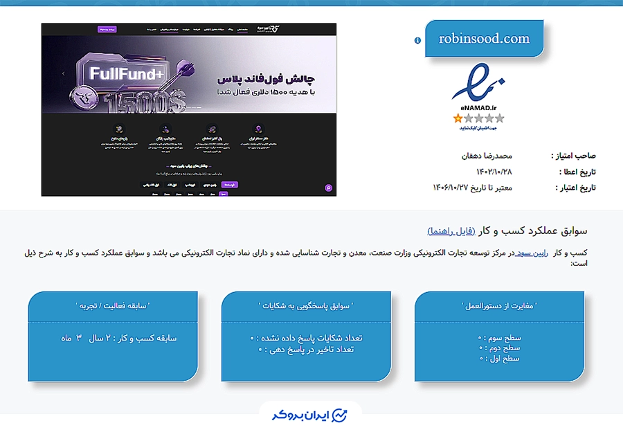 نماد اعتماد الکترونیکی (اینماد) وب‌سایت رابین سود