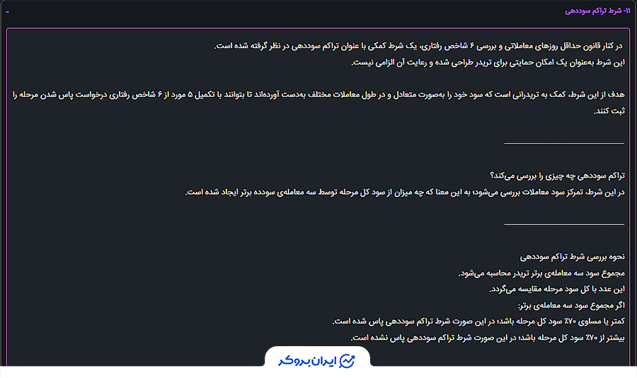 شرط تراکم سوددهی در رابین سود
