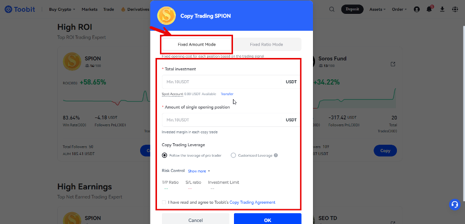 مقدار ثابت در کپی ترید توبیت