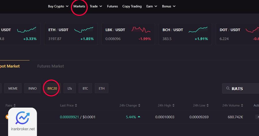 خرید و فروش ارز دیجیتال brc20 در صرافی ال بنک