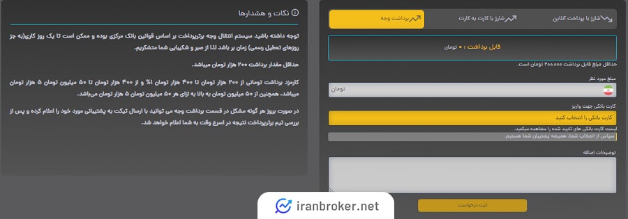 برداشت ریالی صرافی برتر پرداخت