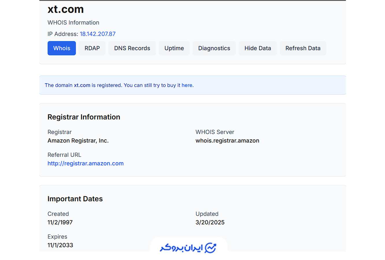 دامنه صرافی ایکس تی