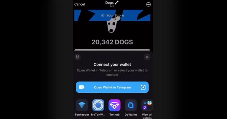 امکان اتصال کیف پول به ربات تلگرامی داگز (DOGS) فراهم شد