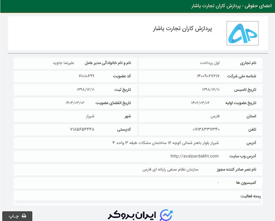 عضویت اول پرداخت در نظام صنفی رایانه ای فارس