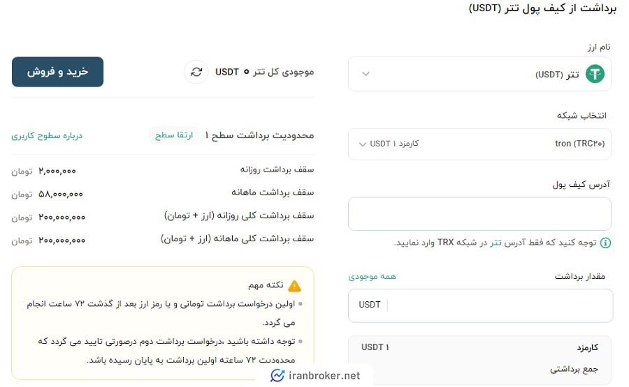 برداشت رمزارز صرافی ارزیپتو