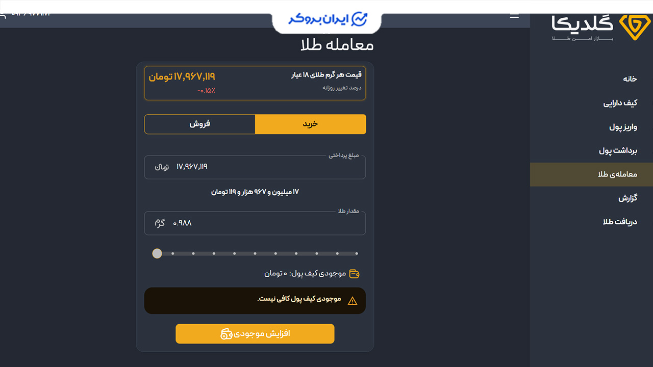 معامله طلا در گلدیکا