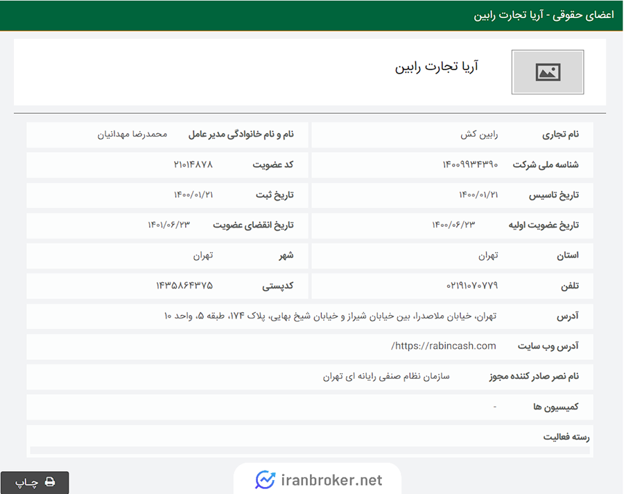 عضویت رابین کش در سازمان نظام صنفی رایانه ای کشور در سال 400 