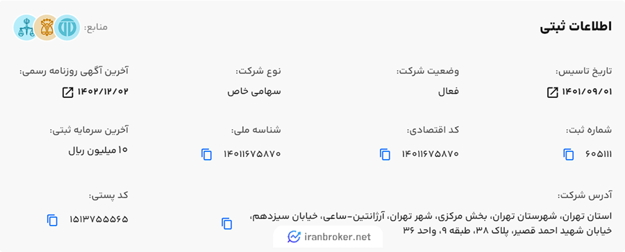 اطلاعات ثبتی صراف در روزنامه رسمی 