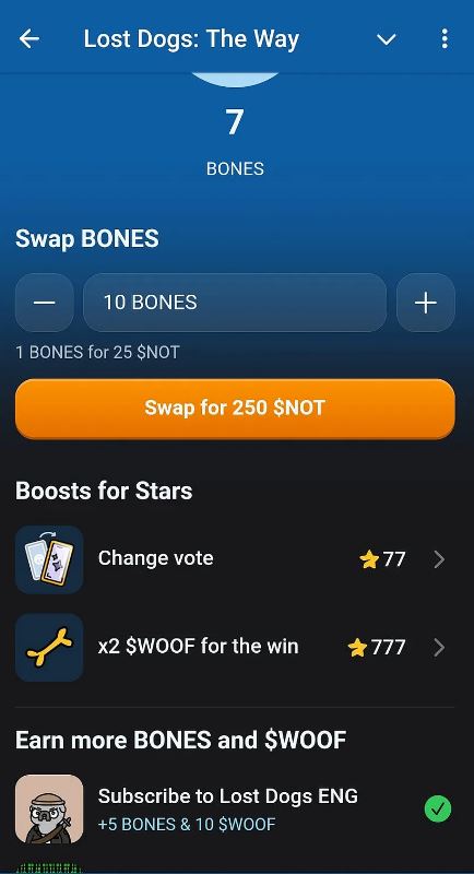صفحه تبدیل توکن NOT به توکن BONE