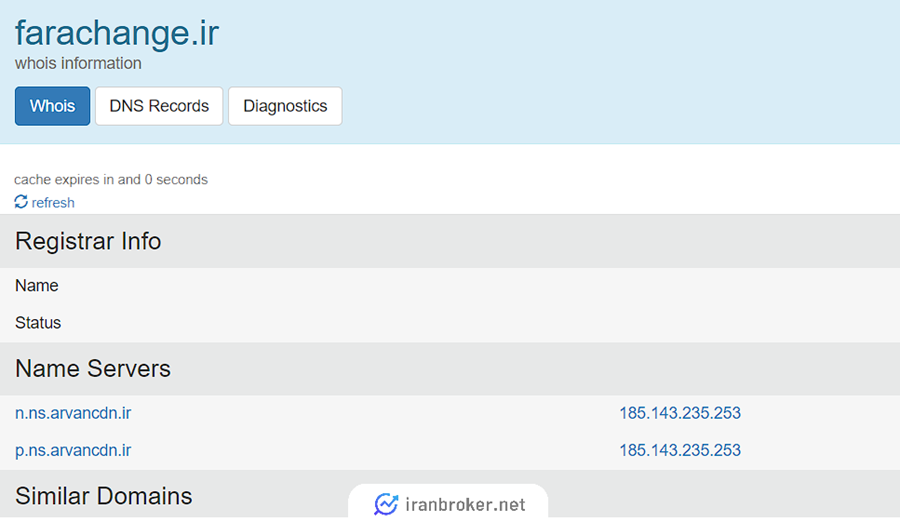 استعلام دامنه فراچنج در whois