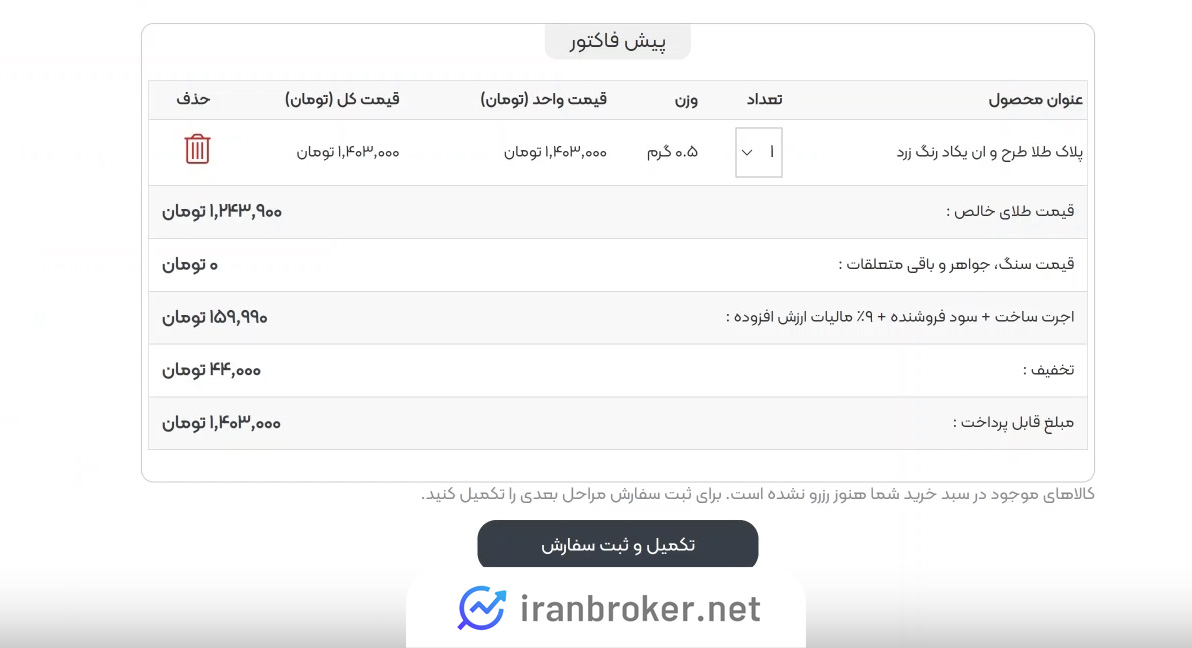 پیش فاکتور خرید طلا در بازارطلا