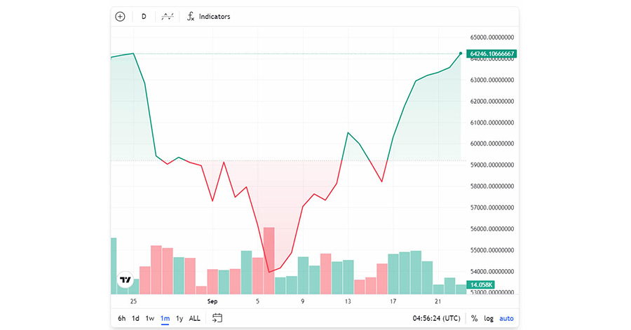 BTCUSD over the past month