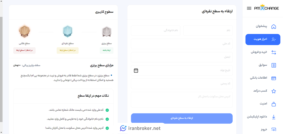اطلاعات لازم برای احراز هویت در پی ام ایکسچنج