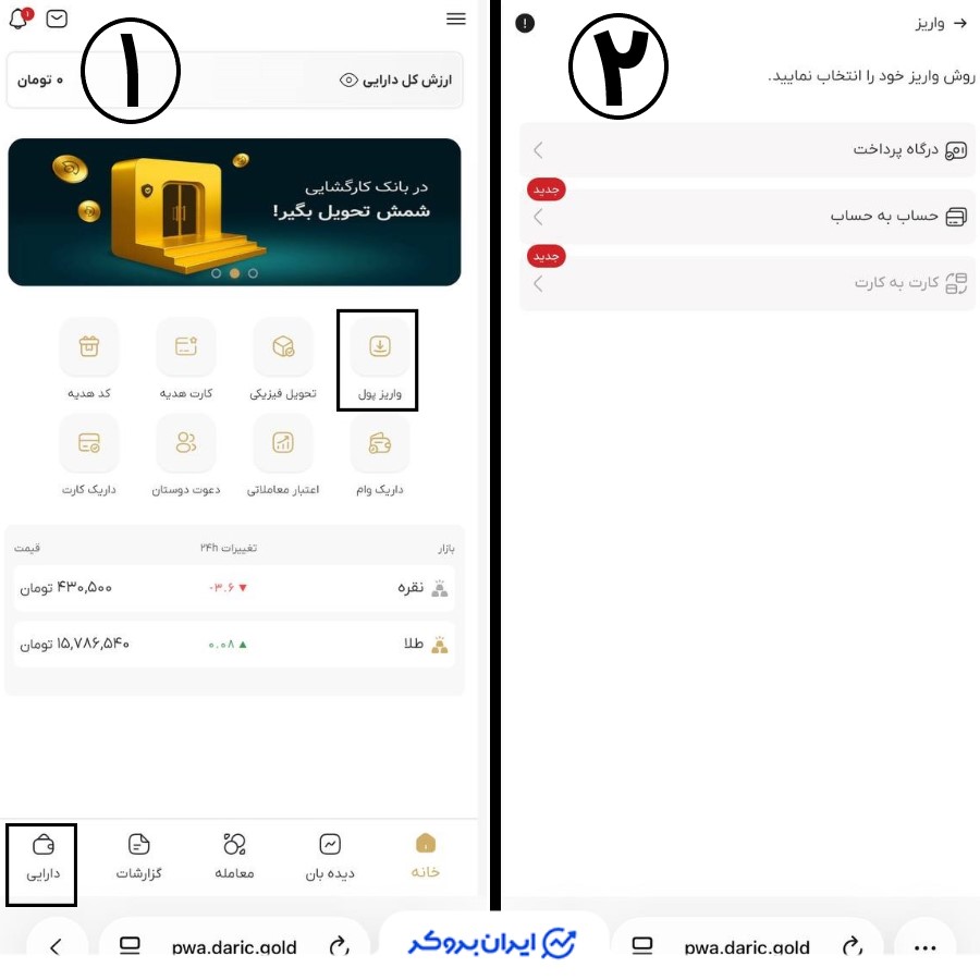 واریز و برداشت ریالی پلتفرم داریک
