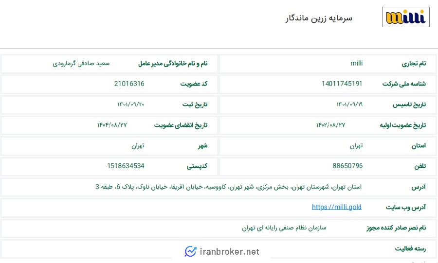 استعلام مجوز سازمان نظام صنفی رایانهای تهران شرکت میلی