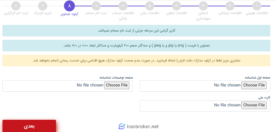 اطلاعات ثبت نام در کارگزاری آبان