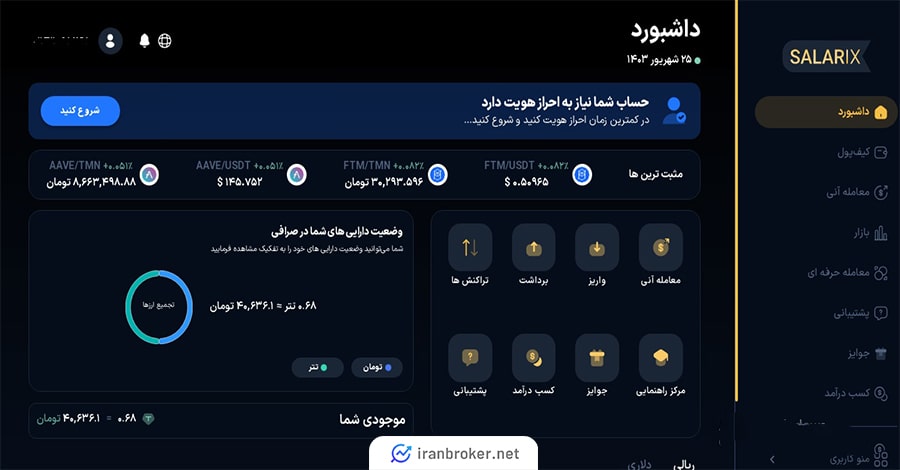 داشبورد صرافی سالاریکس