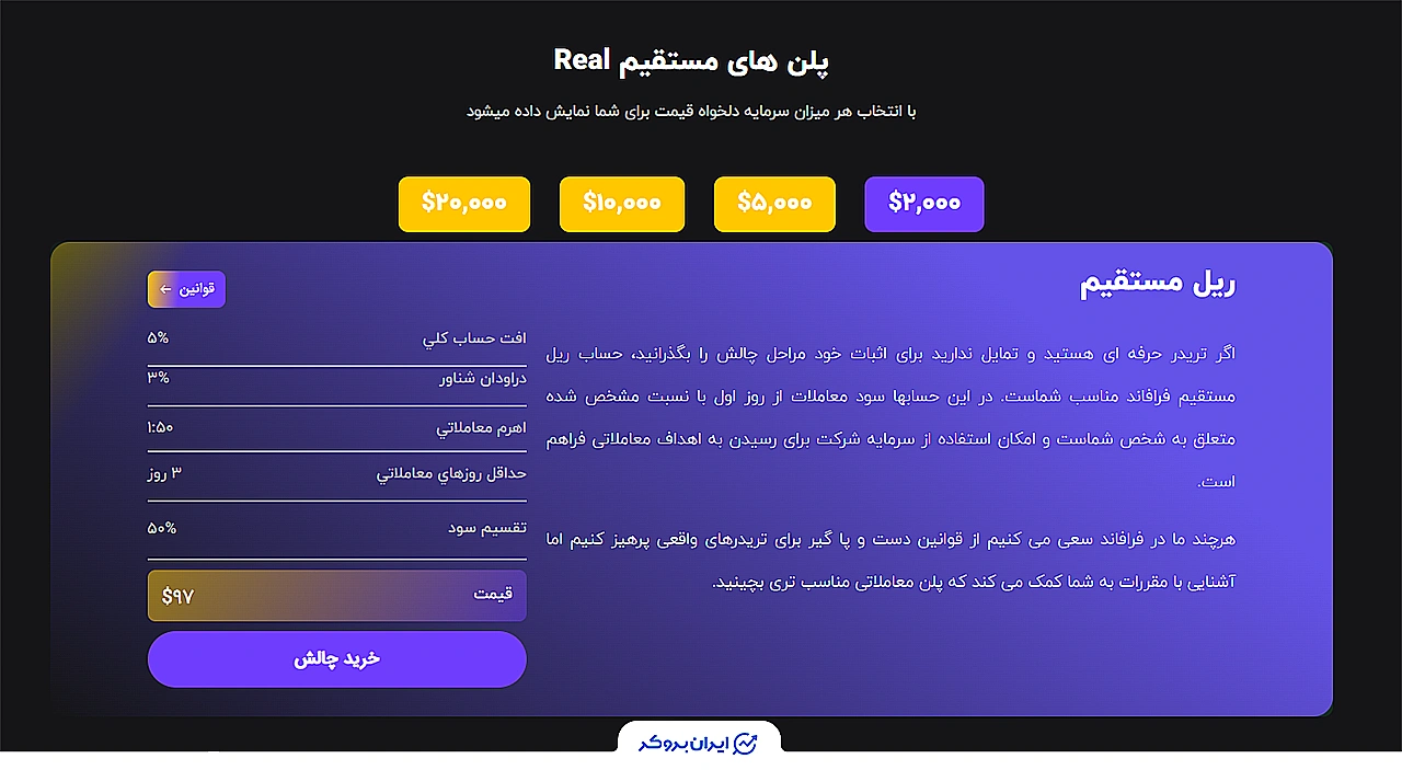 حساب ریل مستقیم فرافاند