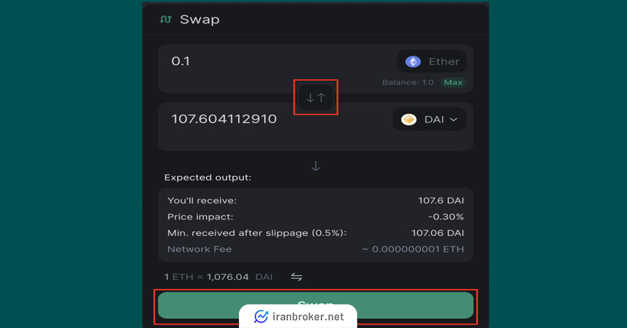 انجام سواپ در سوای سواپ