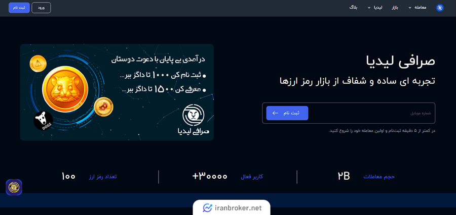 صفحه اصلی سایت صرافی لیدیا