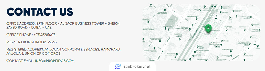 اطلاعات تماس بروکر پراپ ریج
