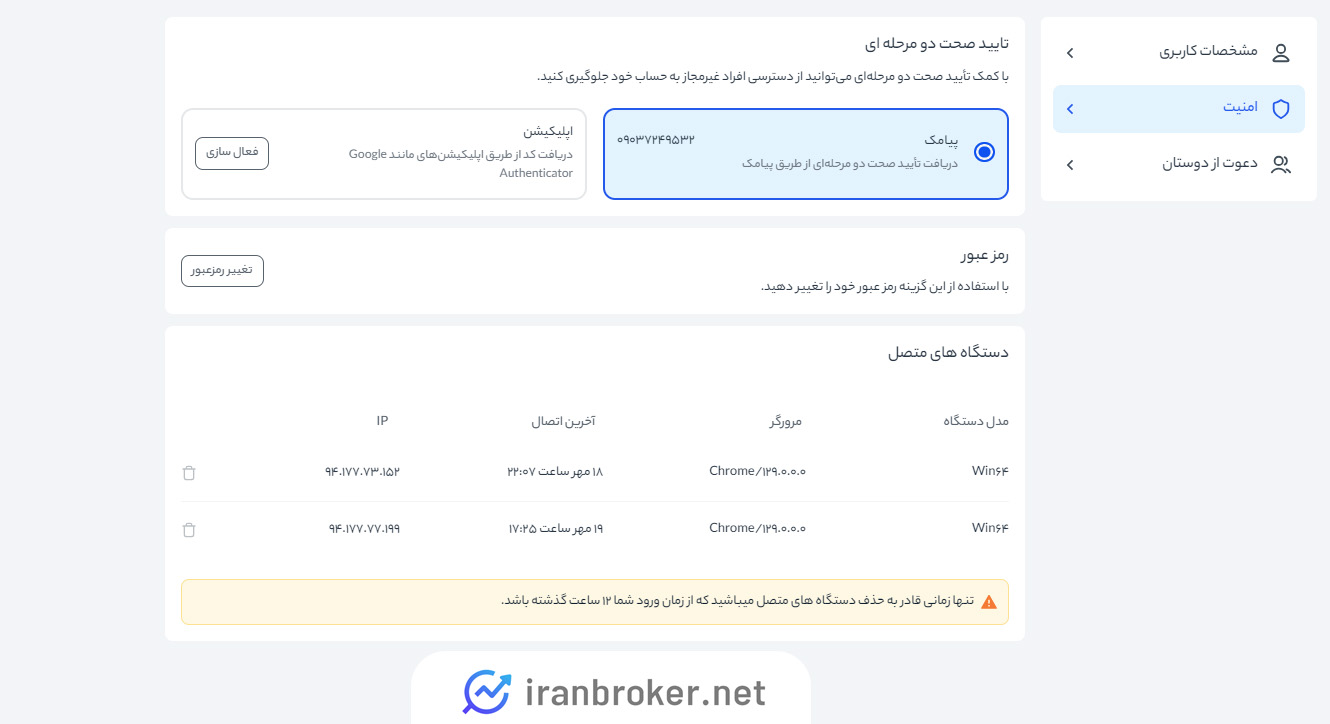 امنیت حساب کاربری در زرافزا