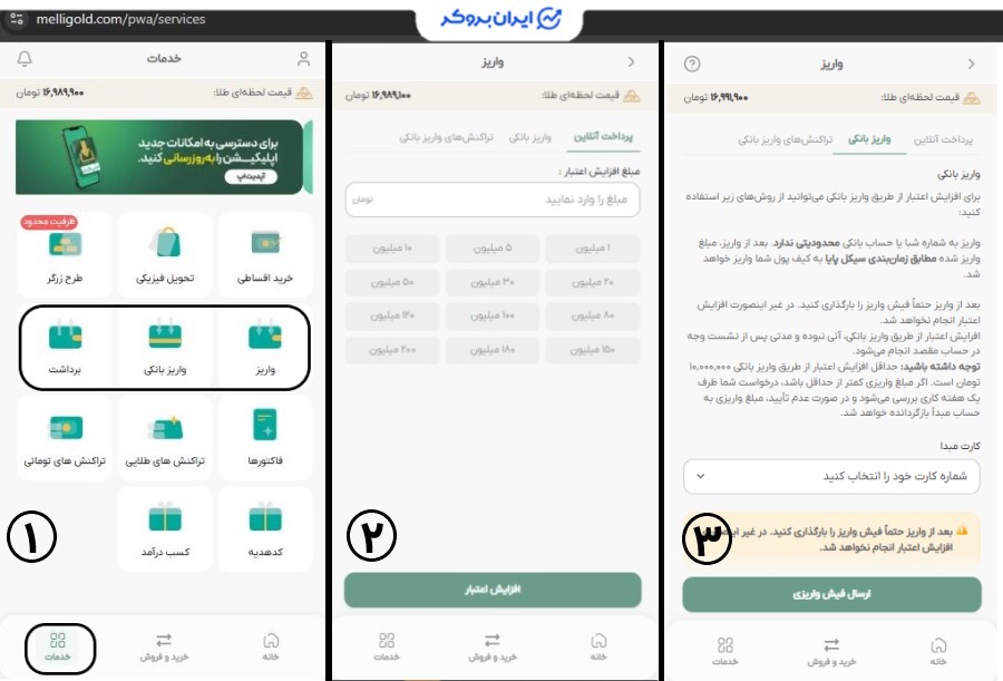 واریز در ملی گلد