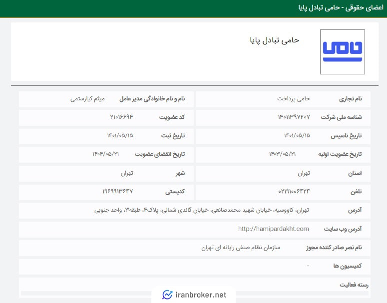 عضویت حامی پرداخت در سازمان نظام صنفی رایانهای تهران