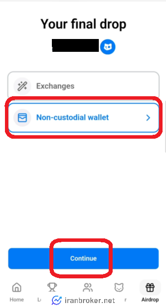 انتخاب کیف پول غیرحضانتی برای دریافت ایردراپ کتز