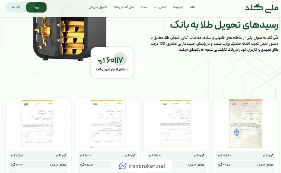 سیدهای تحویل طلا به بانک ملی گلد
