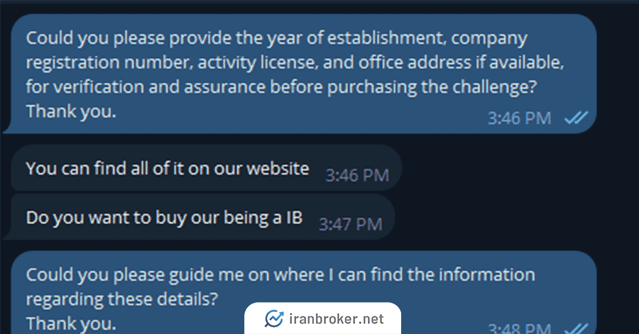 چت مدیریت tmm در خصوص اعتبار پراپ فرم
