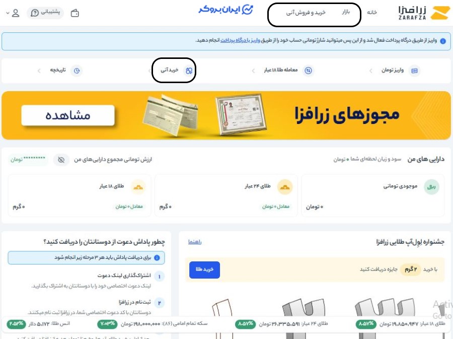 خرید و فروش آنی طلا در زرافزا