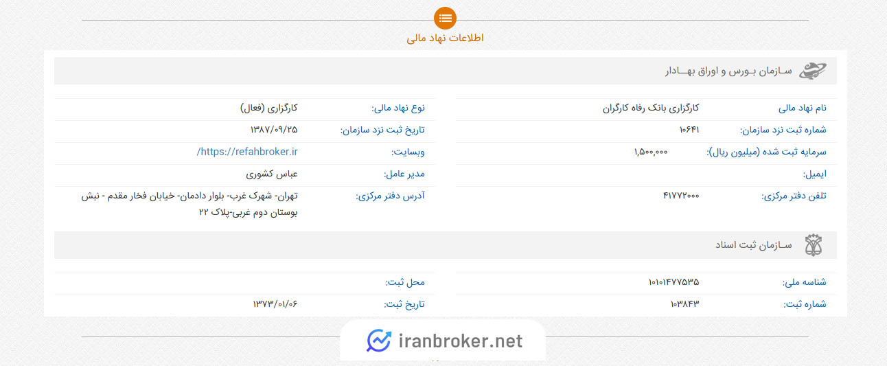 استعلام ثبت کارگزاری رفاه در سازمان بورس