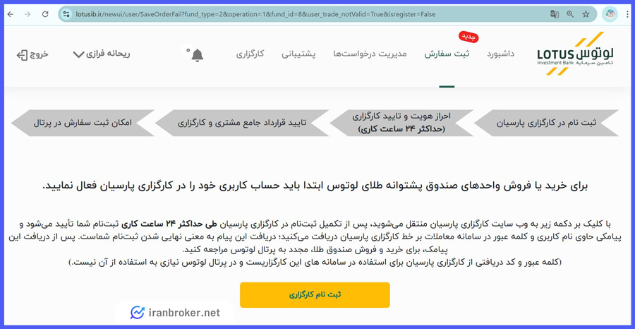 صدور و ابطال صندوق طلای لوتوس از سایت تأمین سرمایه لوتوس