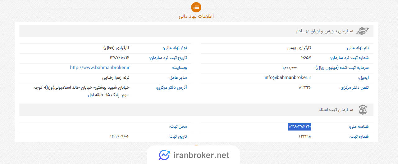 استعلام کارگزاری بهمن در سازمان بورس و اوراق بهادار