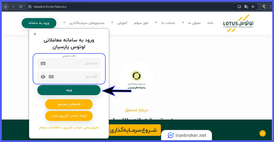 آموزش صدور و ابطال صندوق طلای لوتوس از سایت تأمین سرمایه لوتوس