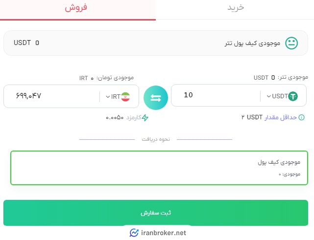 صفحه فروش ارز دیجیتال در صرافی ایراتکس