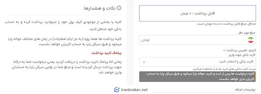 برداشت ریالی صرافی ایراتکس