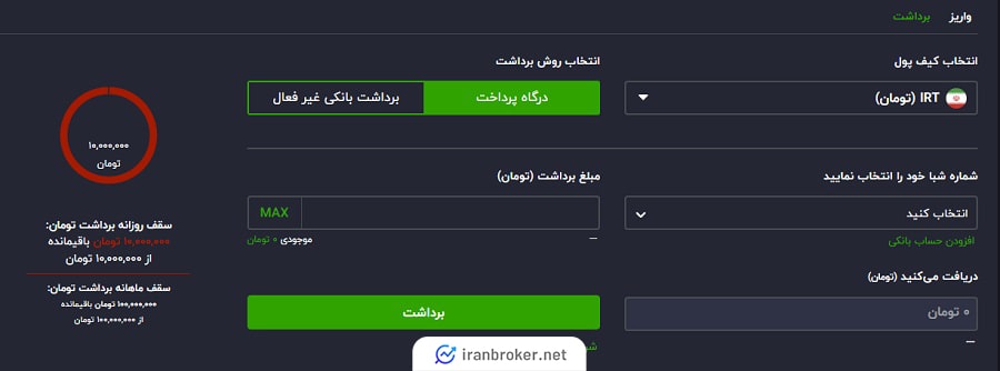 برداشت ریالی صرافی تیبوبیت