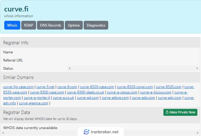 استعلام URL سایت صرافی کرو فایننس در who is