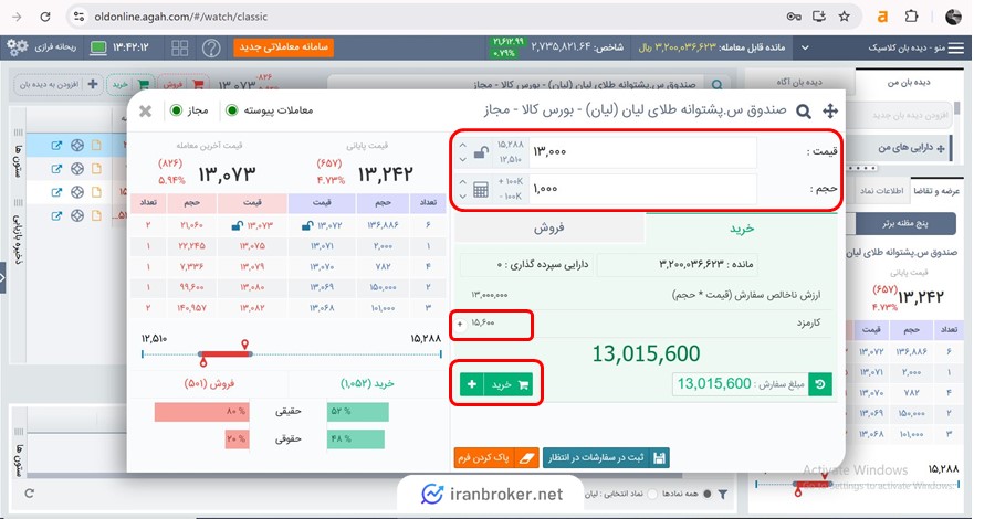آموزش تصویری نحوه خرید صندوق طلای لیان