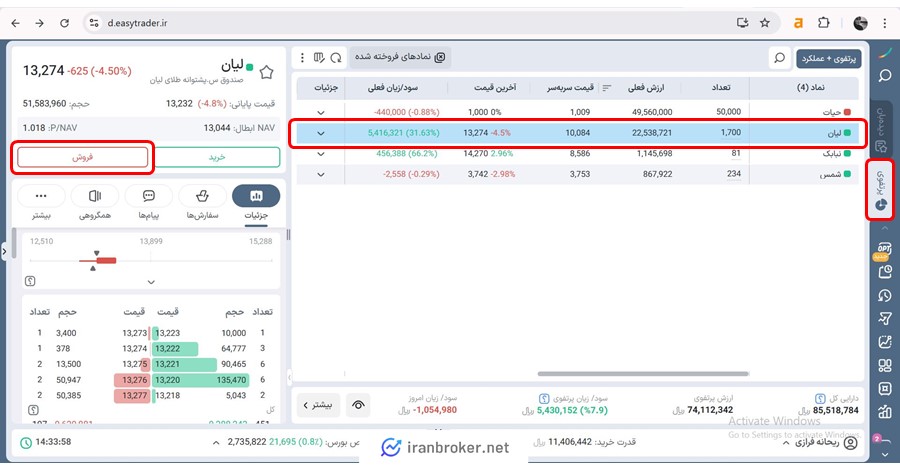 آموزش تصویری فروش صندوق طلای لیان