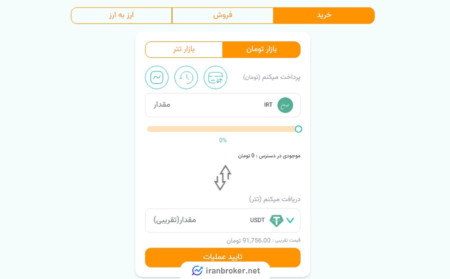 صفحه معامله فروشگاهی در صرافی گیوکس