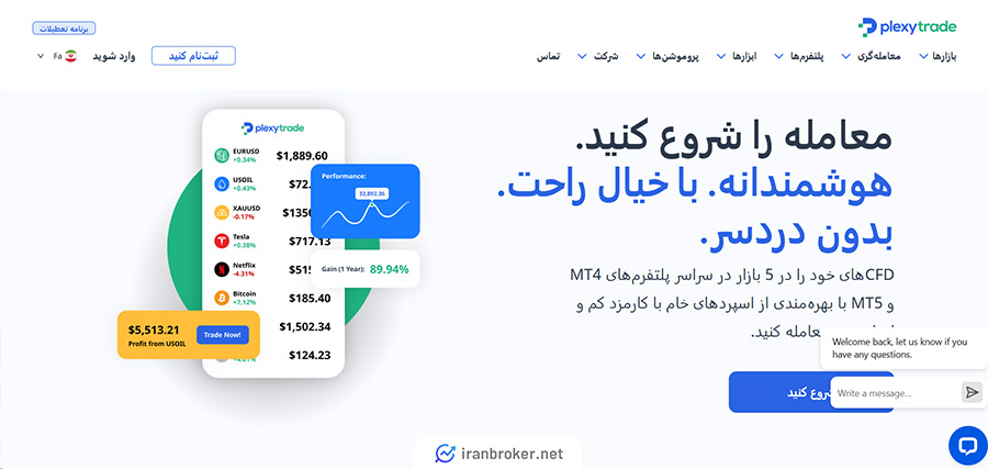 صفحه اصلی سایت بروکر پلکسی ترید