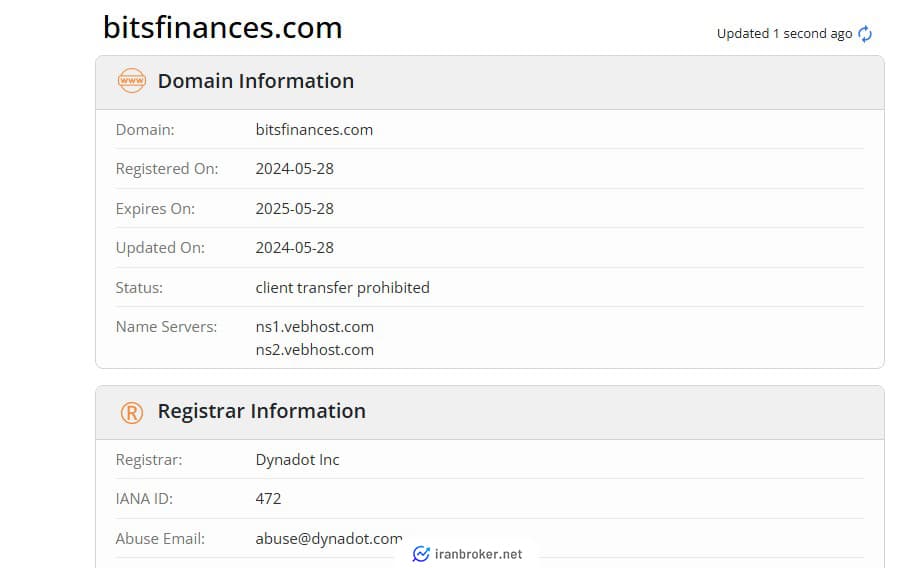 اطلاعات سایت Bitfinance در who is