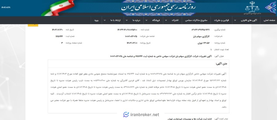 اعضای هیئت مدیره کارگزاری سهام بارز
