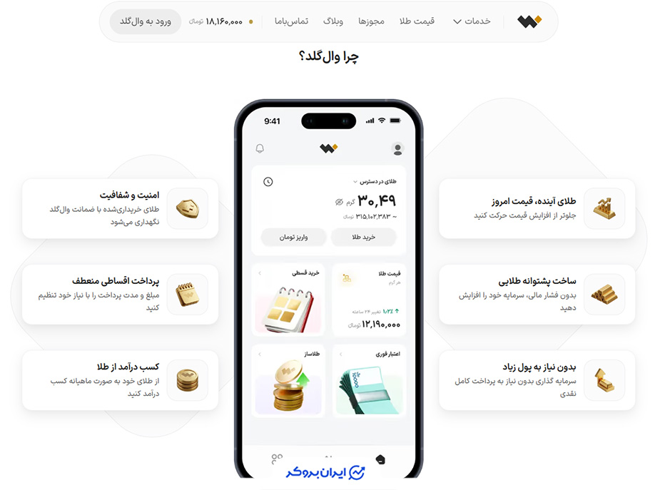 صفحه اصلی وال گلد و ویژگی های آن