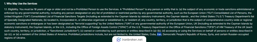 بخش Terms of Services صرافی هایپر لیکویید 