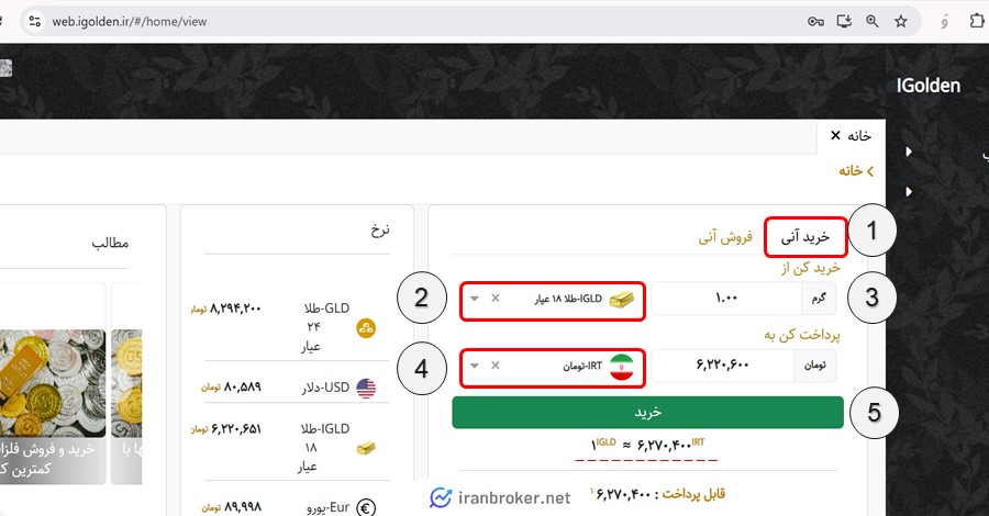 آموزش خرید و فروش آنلاین طلا در آیگلدن