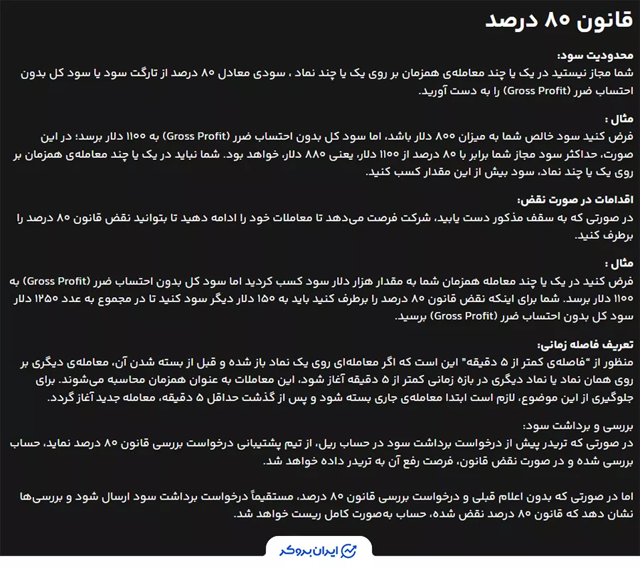 قانون ۸۰ درصد در پراپ فرم ان پی ای
